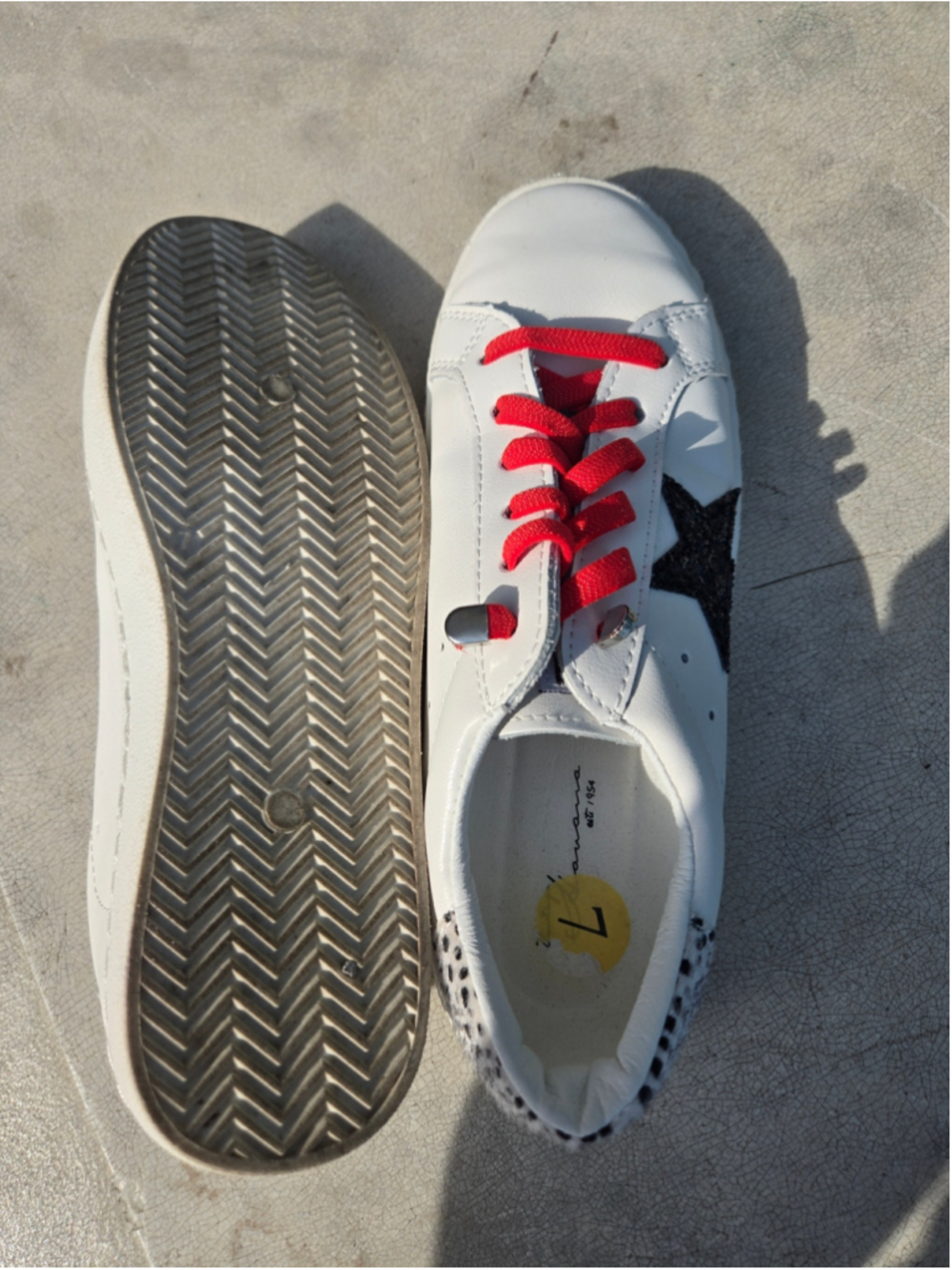 Women's Vintage Havana Sneakers Size 7 White Red Black Star - Picture 6 of 6